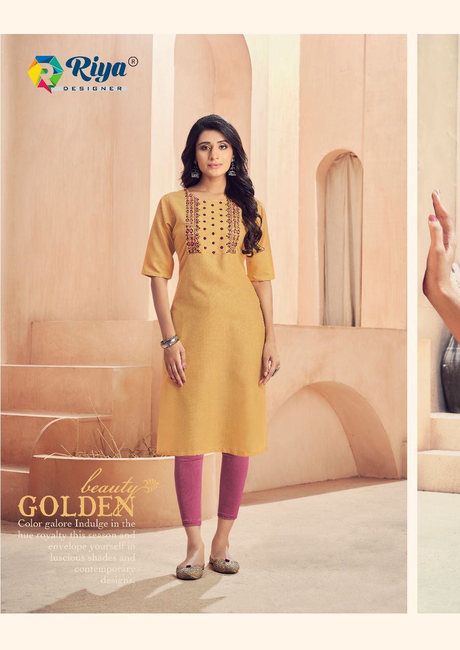 Riya Antra 2 Regular Wear Cotton Slub Embroidery Designer Kurti Collection
